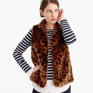 NWT J.Crew Faux-fur leopard vest